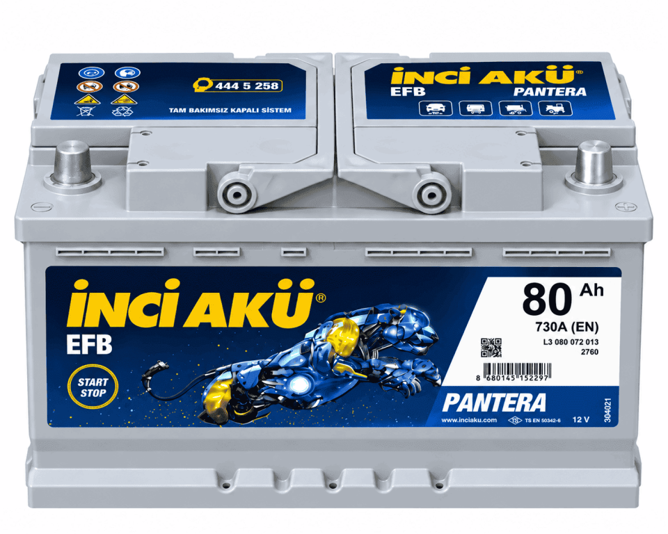 İnci 12V 80 Ah (Amper) 730A (EN) Start Stop EFB Pantera Akü