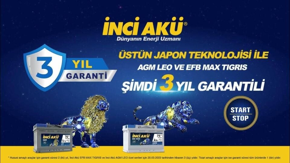 İnci 12V 60 Ah (Amper) Start Stop AGM Leo Akü (3 Yıl Garantili)
