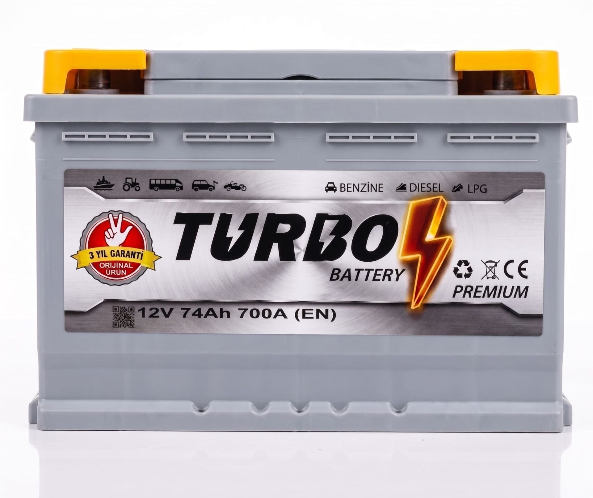 Turbo 12V 74 Ah (Amper) 700 A (EN) Akü (3 Yıl Garantili)