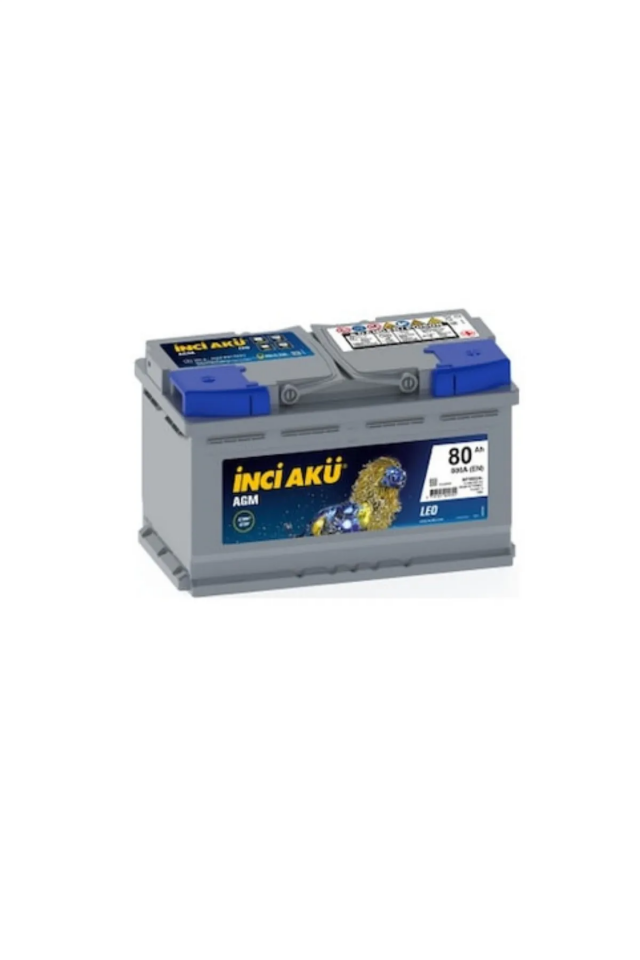 İnci 12V 80 Ah (Amper) Start Stop AGM Leo Akü (3 Yıl Garantili)