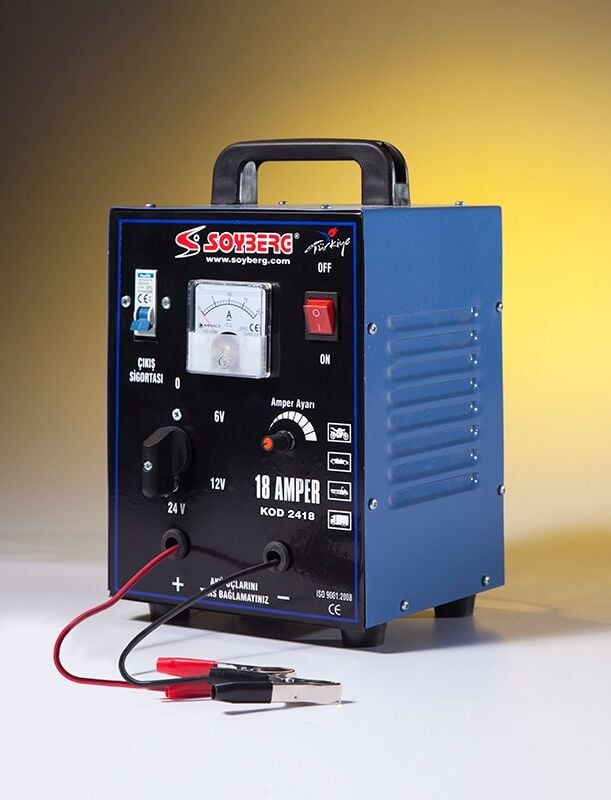 Soyberg 6-12-24 Volt 18 Amper Akü Şarj Cihazı (İki Akülük)